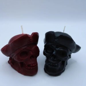 Pirate Skull Candle - Red and Black Halloween Decor