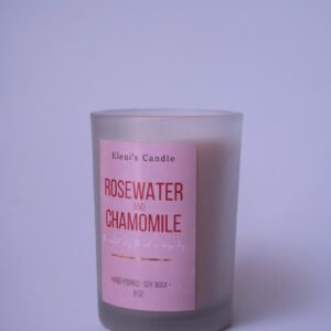 Rosewater Chamomile Soy Candle, Aromatherapy Candle (8 oz)