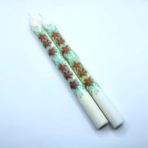 Christmas Taper Candles - Holiday Candles- soy blend, Unscented - Pack of 2 - Christmas Designs decoration.