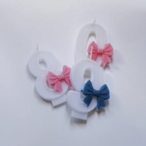 Birthday Number Candles - Ribbon Bow Candle - Happy Birthday Candles - Color Options Available, Unscented