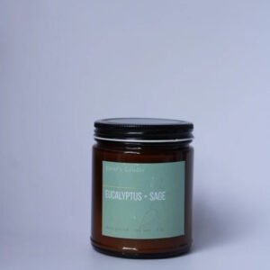 Aromatherapy - 9 oz Eucalyptus and Smoked Sage Scented Candle in Amber Glass Jar
