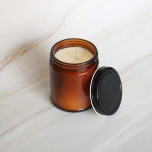 Wholesale Amber Glass Jar Candles | 9 oz Soy Wax, Unlabeled (12 pack)