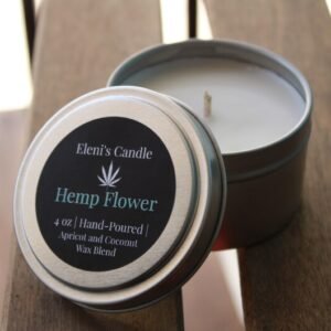 Hemp Flower Scented Tin Candle | Apricot Coconut Wax, 4oz