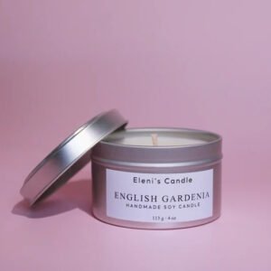 English Gardenia Candle | Hand-Poured | Soy Wax | Floral Fragrance | 4 oz Tin