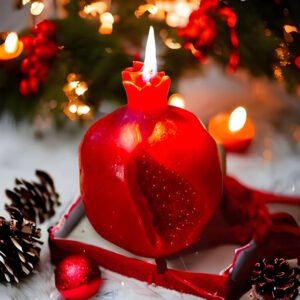 Pomegranate Scented Candle | Fruit Shaped, Decorative Candle